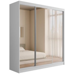 Wohnli Möbelsuche - KLEIDERSCHRANK mit Spiegel V2-URBANO 215x200 cm Weiß