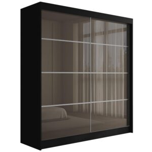 Wohnli Möbelsuche - KLEIDERSCHRANK PEKA III - 200 cm - Schwarz|Grau