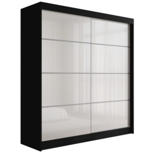 Wohnli Möbelsuche - KLEIDERSCHRANK PEKA III - 200 cm - Schwarz|Weiß