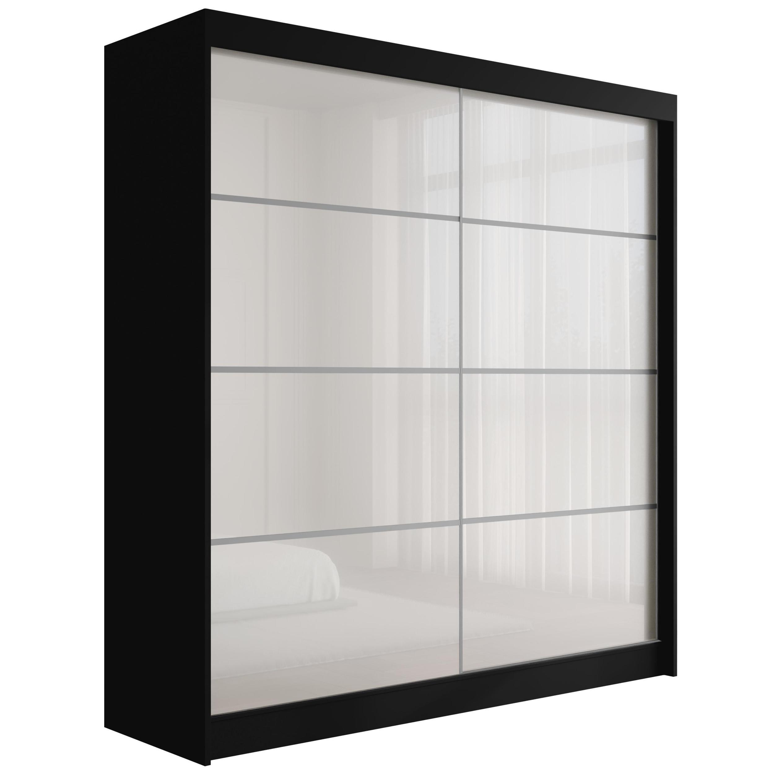 Wohnli Möbelsuche - KLEIDERSCHRANK PEKA III - 200 cm - Schwarz|Weiß