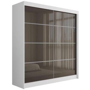Wohnli Möbelsuche - KLEIDERSCHRANK PEKA III - 200 cm - Weiß|Grau