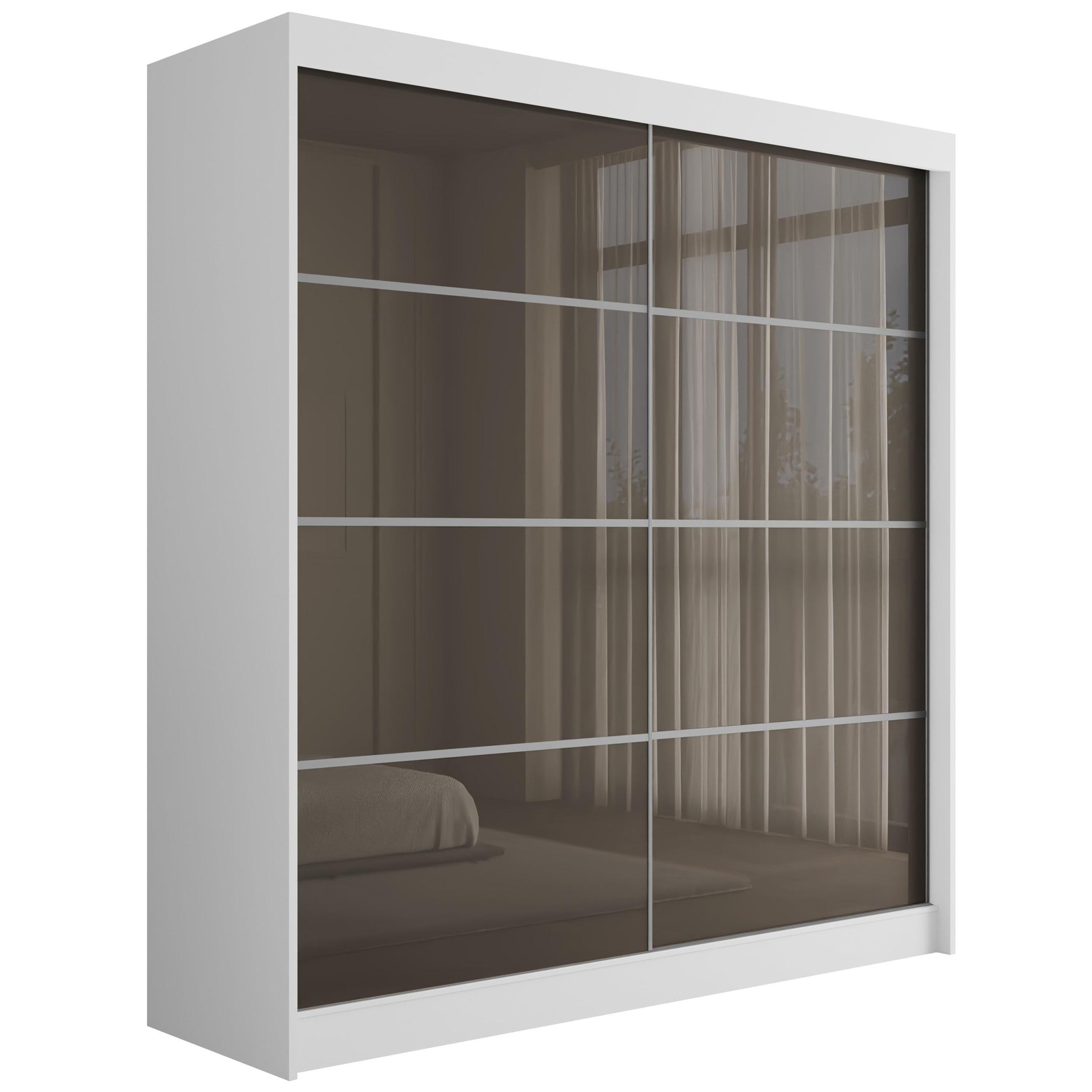 wohnli-moebel-suche-800000993558 Wohnli Möbelsuche - KLEIDERSCHRANK PEKA III - 200 cm - Weiß|Grau