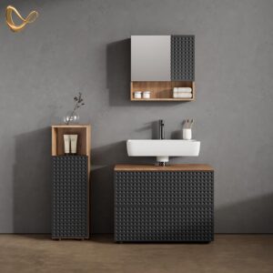 MIDISCHRANK Ronco Anthrazit gepunktet 30 x 95 cm Holzwerkstoff Livinity® Möbel > Schränke > Badezimmerschränke Anthrazit