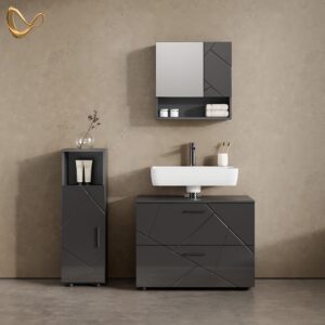 MIDISCHRANK Ronco Anthrazit Hochglanz 30 x 95 cm Holzwerkstoff Livinity® Möbel > Schränke > Badezimmerschränke Anthrazit