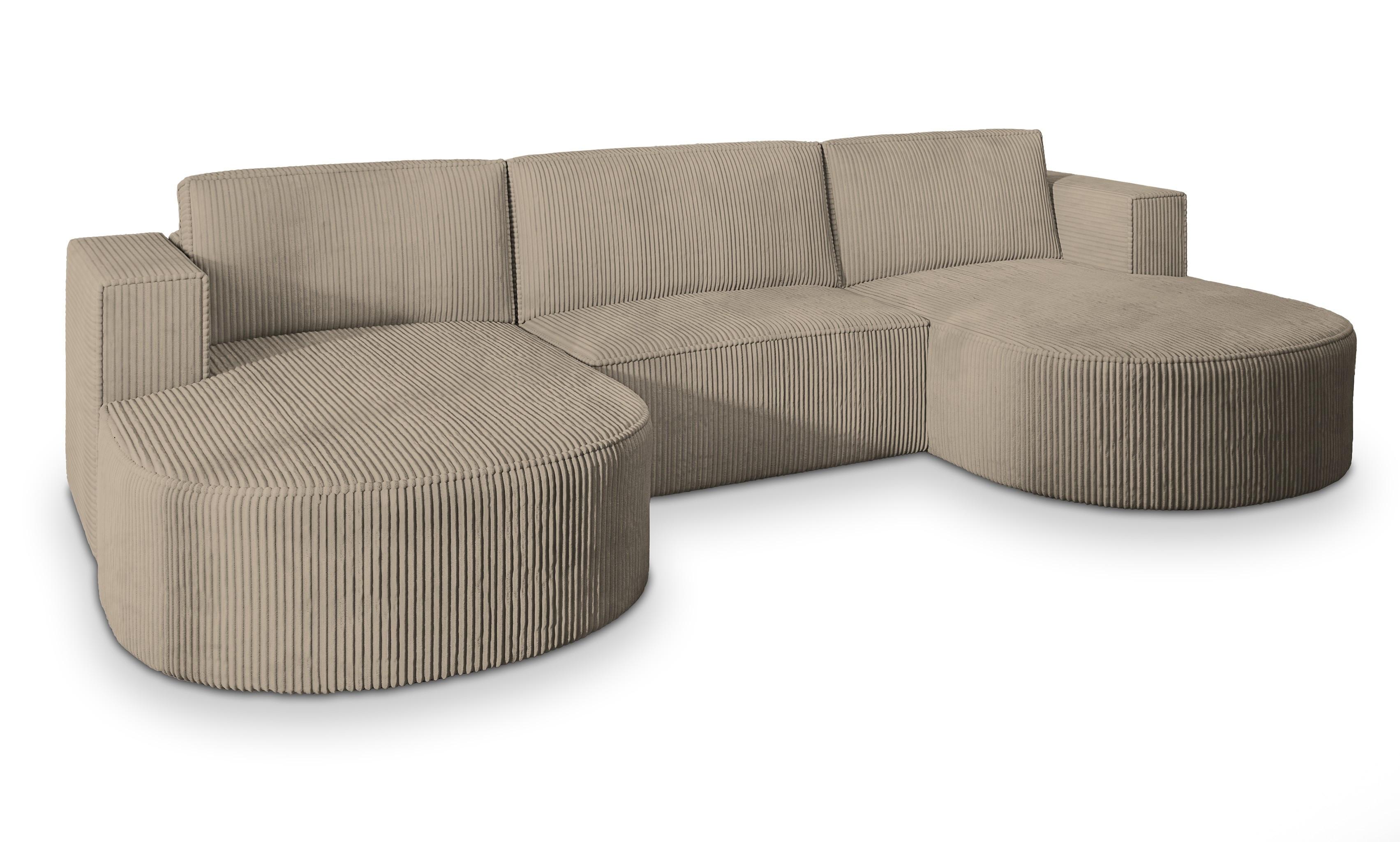 Wohnli Möbelsuche - WOHNLANDSCHAFT VEZZO P Beige Kordstoff mit Schlaffunktion