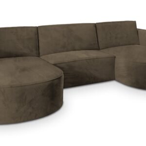 Wohnli Möbelsuche - WOHNLANDSCHAFT VEZZO M Beige Velours-Stoff mit Schlaffunktion