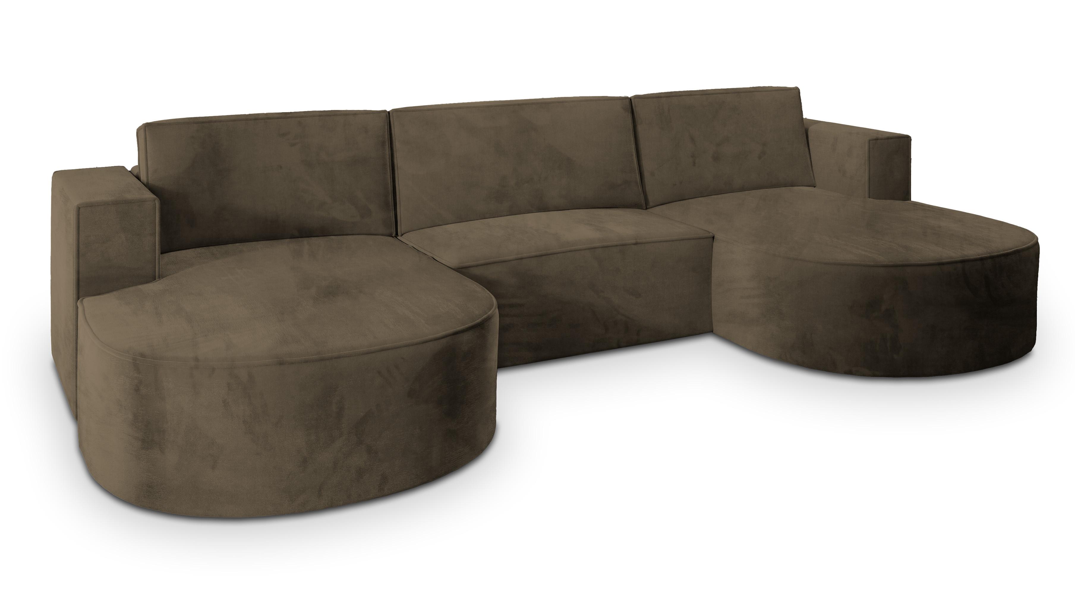 wohnli-moebel-suche-800000995712 Wohnli Möbelsuche - WOHNLANDSCHAFT VEZZO M Beige Velours-Stoff mit Schlaffunktion