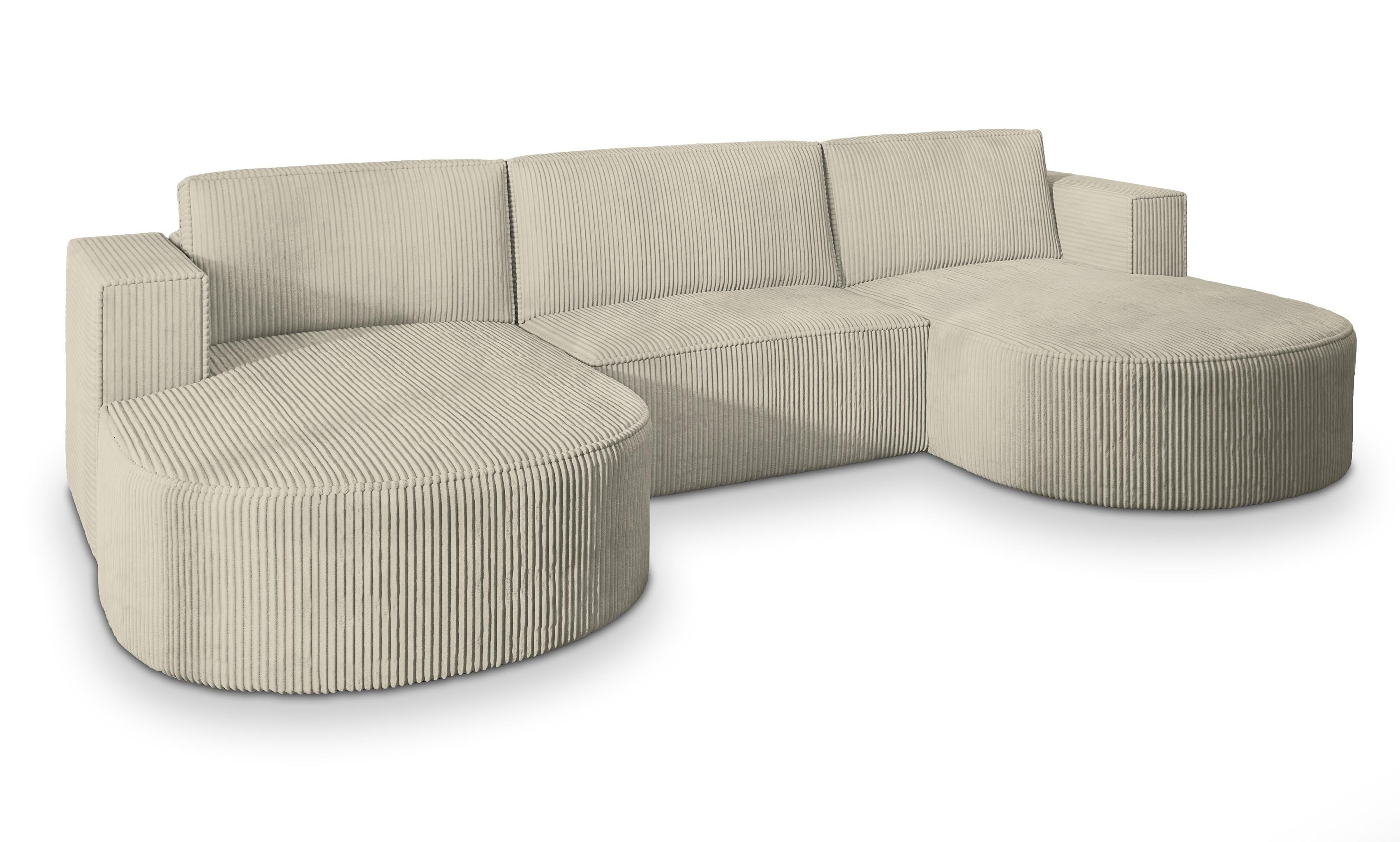 wohnli-moebel-suche-800000995717 Wohnli Möbelsuche - WOHNLANDSCHAFT VEZZO P Creme Kordstoff mit Schlaffunktion