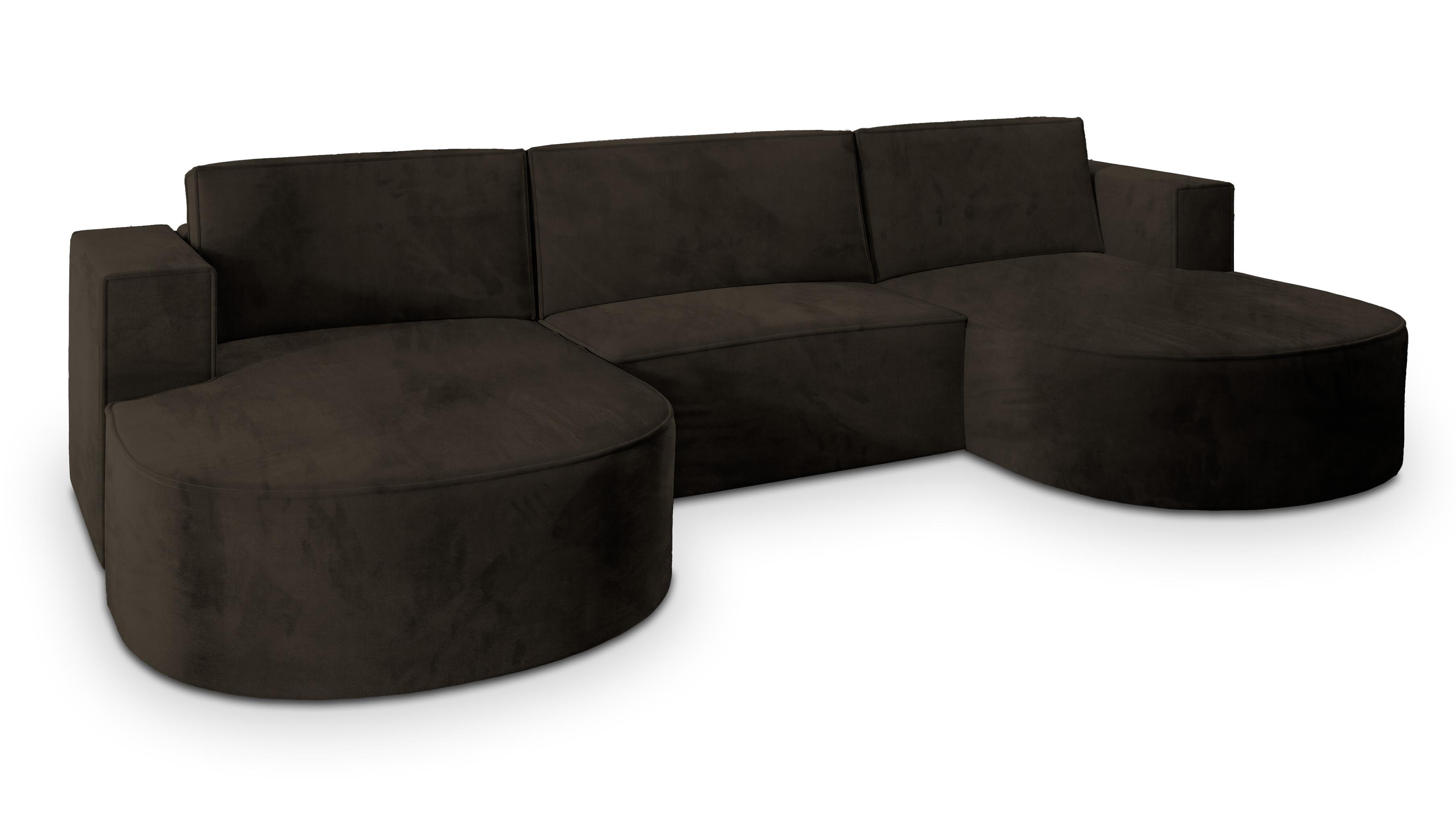 Wohnli Möbelsuche - WOHNLANDSCHAFT VEZZO M Braun Velours-Stoff mit Schlaffunktion