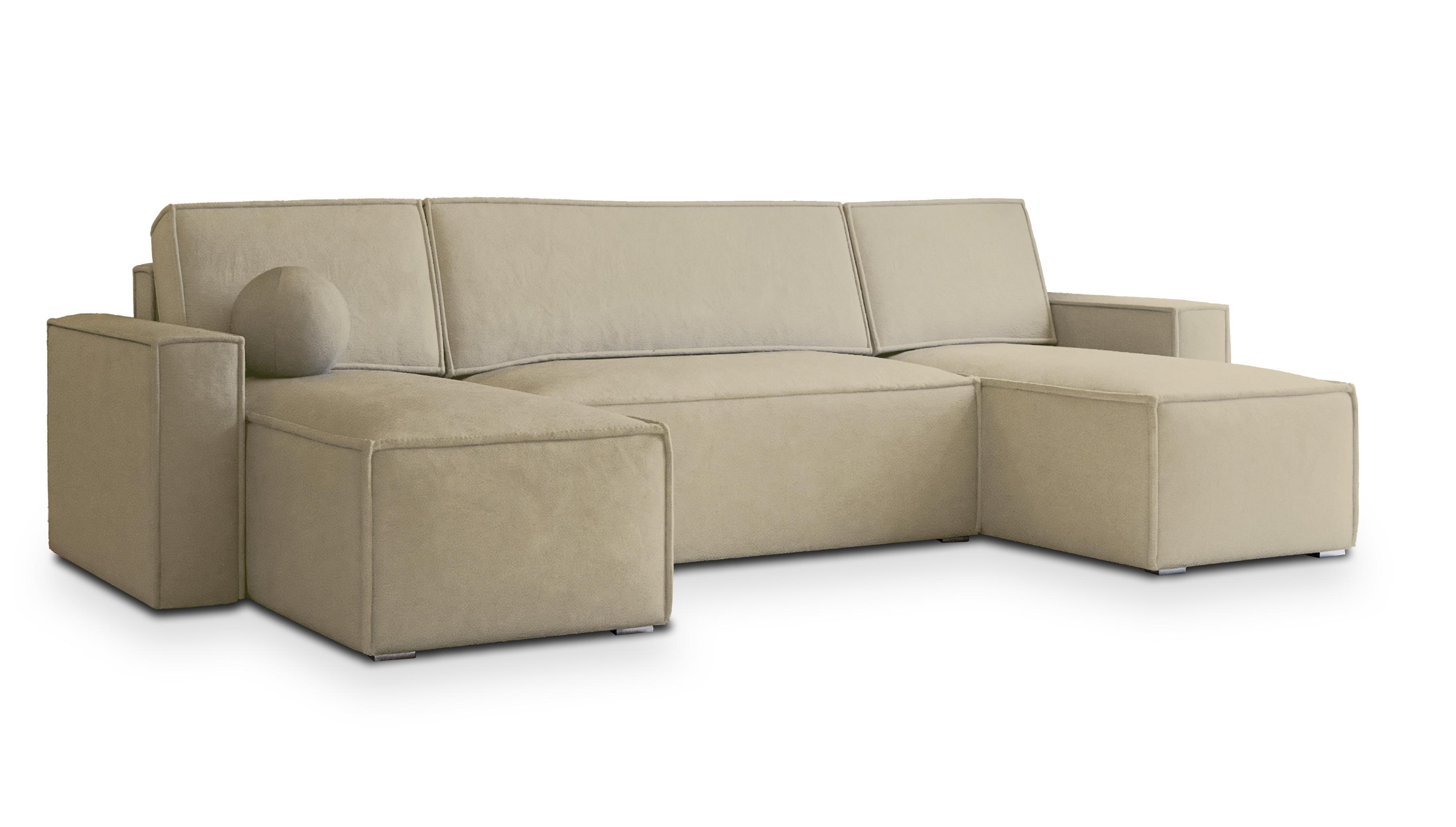 wohnli-moebel-suche-800000995745 Wohnli Möbelsuche - WOHNLANDSCHAFT PESANO M Creme Velours-Stoff mit Schlaffunktion