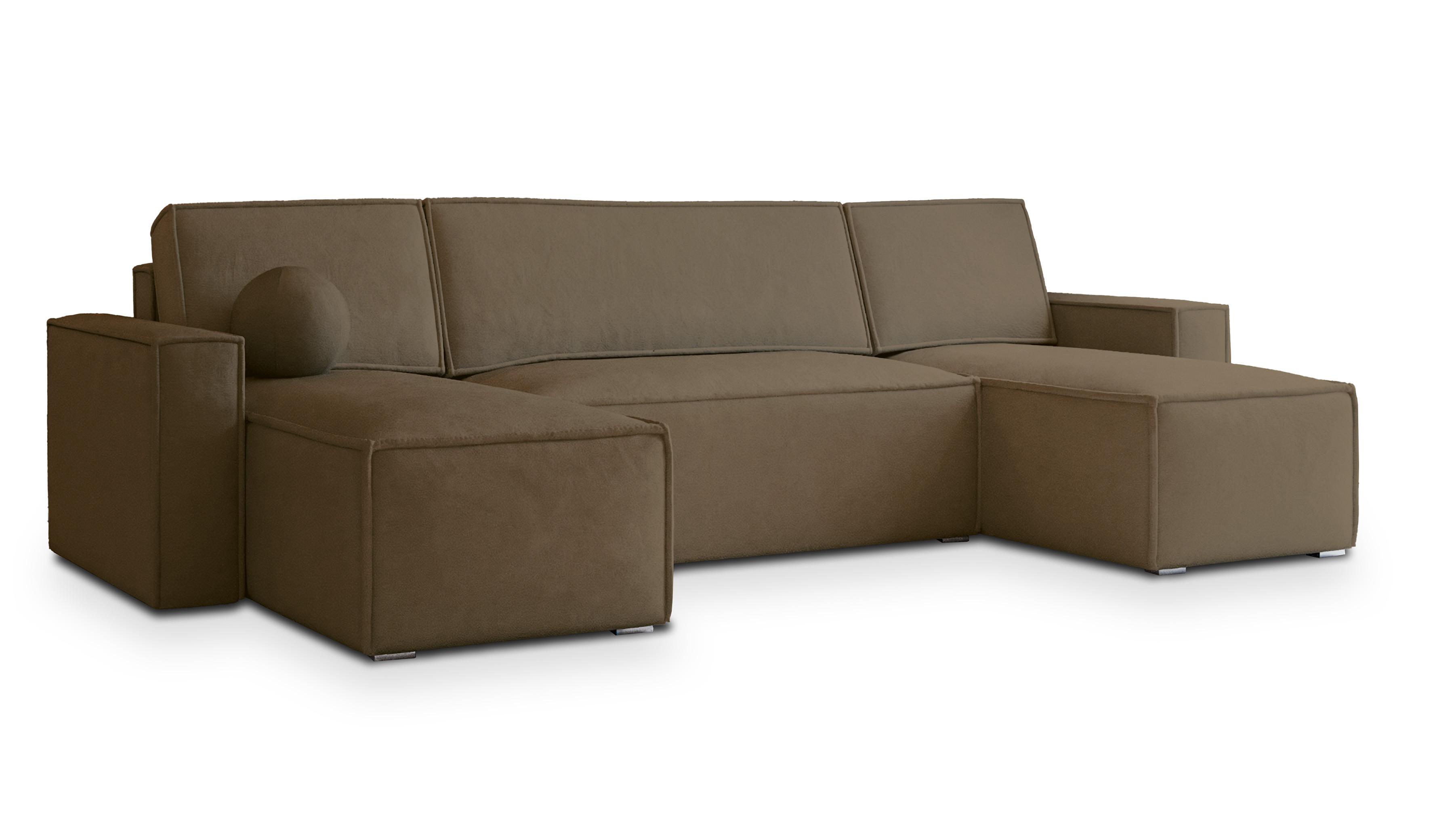 wohnli-moebel-suche-800000995750 Wohnli Möbelsuche - WOHNLANDSCHAFT PESANO M Beige Velours-Stoff mit Schlaffunktion