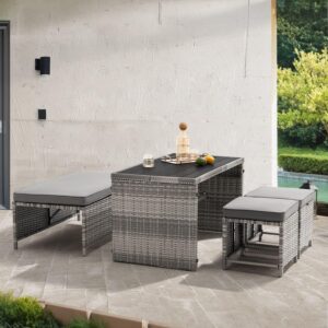 wohnli-moebel-suche-800000996075-1 GARTENMÖBELSET Jamaika grau (4-tlg.) Kunststoff Juskys Garten & Outdoor > Gartenmöbel > Gartenmöbel-Sets Grau