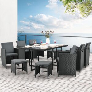 wohnli-moebel-suche-800000996163-1 GARTENMÖBELSET Baracoa schwarz 11-tlg. Kunststoff Juskys Garten & Outdoor > Gartenmöbel > Gartenmöbel-Sets Schwarz