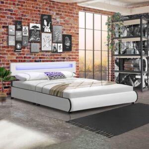 wohnli-moebel-suche-800000996446-1 POLSTERBETT Sevilla weiß 180x200 cm Holz Juskys Möbel > Betten > Polsterbetten Weiß