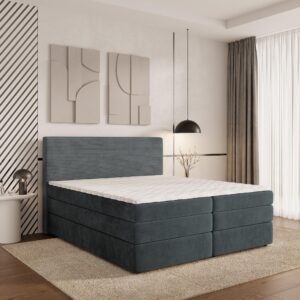 wohnli-moebel-suche-800000996464-1 BOXSPRINGBETT MATERN 180x200 cm mit Matratze und Topper - Grau Holz MASSENO Möbel > Betten > Boxspringbetten Grau