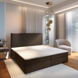 wohnli-moebel-suche-800000996477-1 BOXBETT GIARRO 140x200 cm mit Matratze und Topper - Braun Holz MASSENO Möbel > Betten > Boxspringbetten Braun
