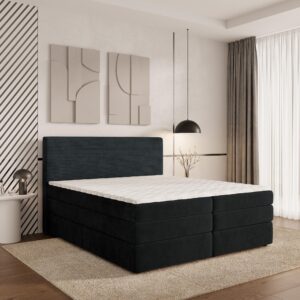 wohnli-moebel-suche-800000996485-1 BOXSPRINGBETT MATERN 180x200 cm mit Matratze und Topper - Schwarz Holz MASSENO Möbel > Betten > Boxspringbetten Schwarz