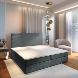 wohnli-moebel-suche-800000996492-1 BOXBETT GIARRO 160x200 cm mit Matratze und Topper - Grau Holz MASSENO Möbel > Betten > Boxspringbetten Grau