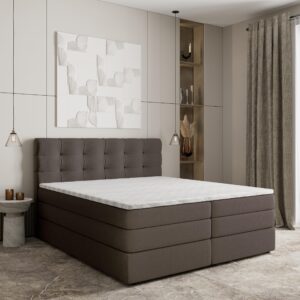 wohnli-moebel-suche-800000996494-1 BOXSPRINGBETT AREZI 160x200 cm mit Matratze und Topper - Braun Holz MASSENO Möbel > Betten > Boxspringbetten Braun