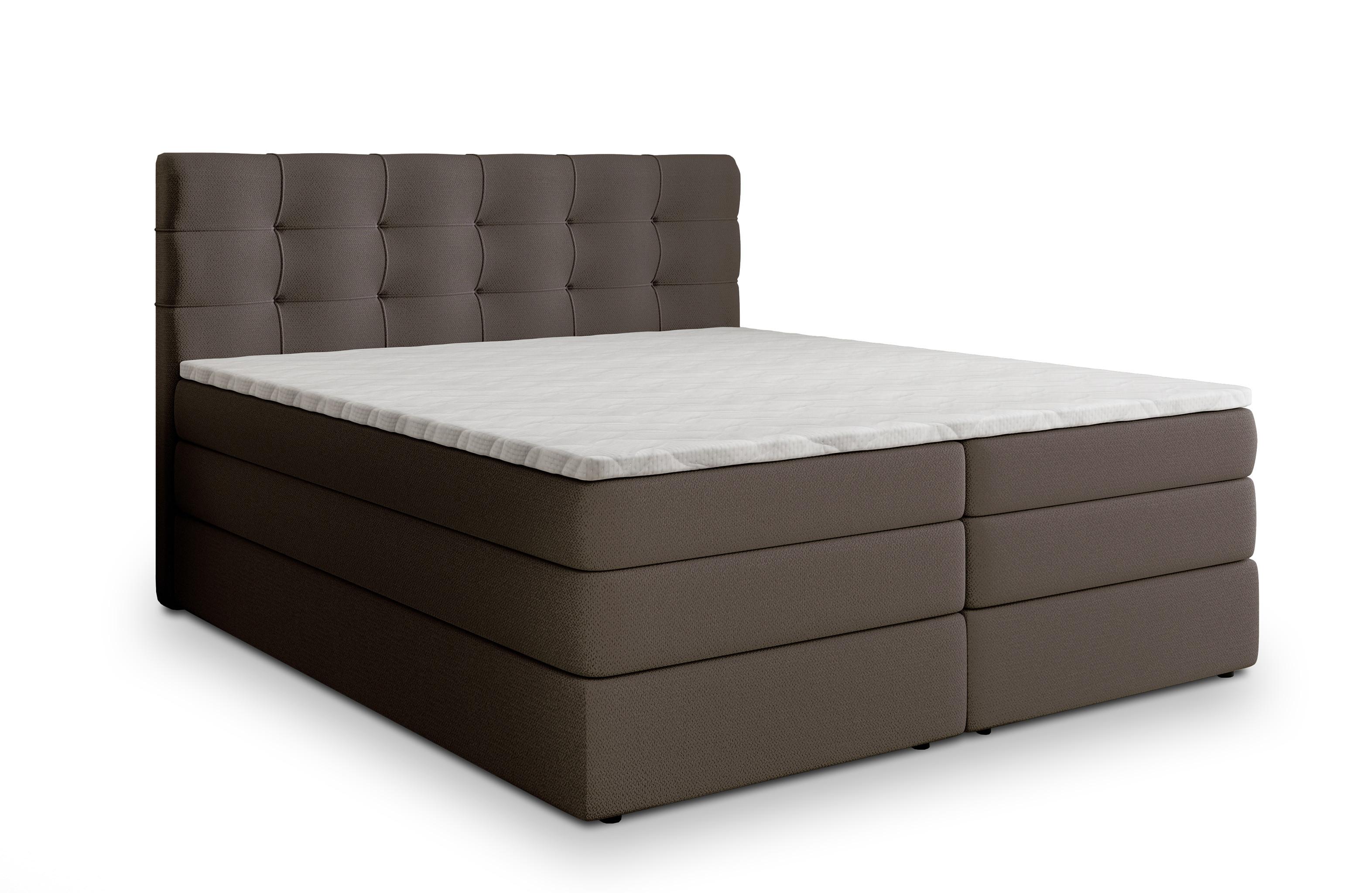 Wohnli Möbelsuche - BOXSPRINGBETT AREZI 160x200 cm mit Matratze und Topper - Braun