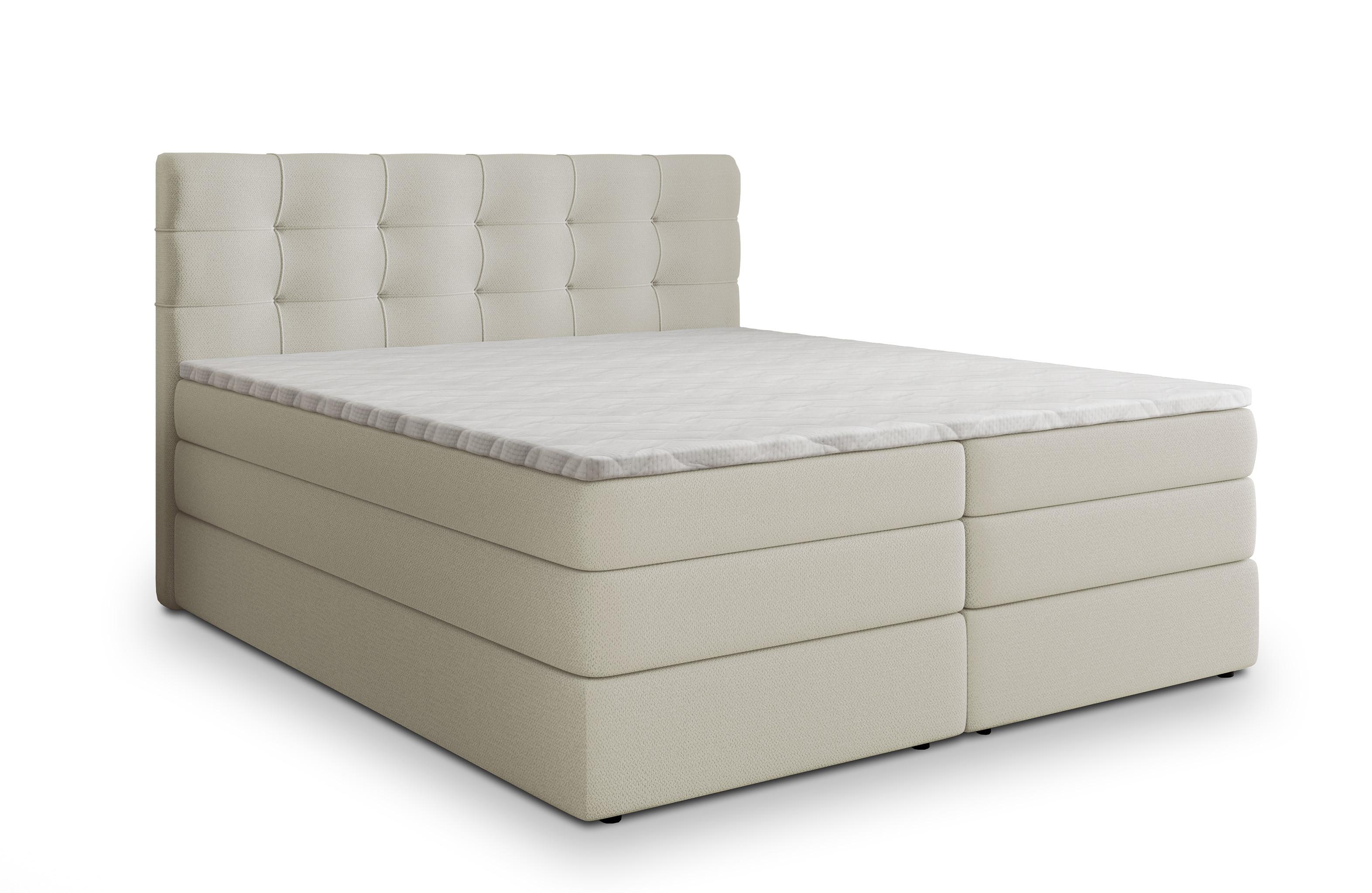 Wohnli Möbelsuche - BOXSPRINGBETT AREZI 160x200 cm mit Matratze und Topper - Creme