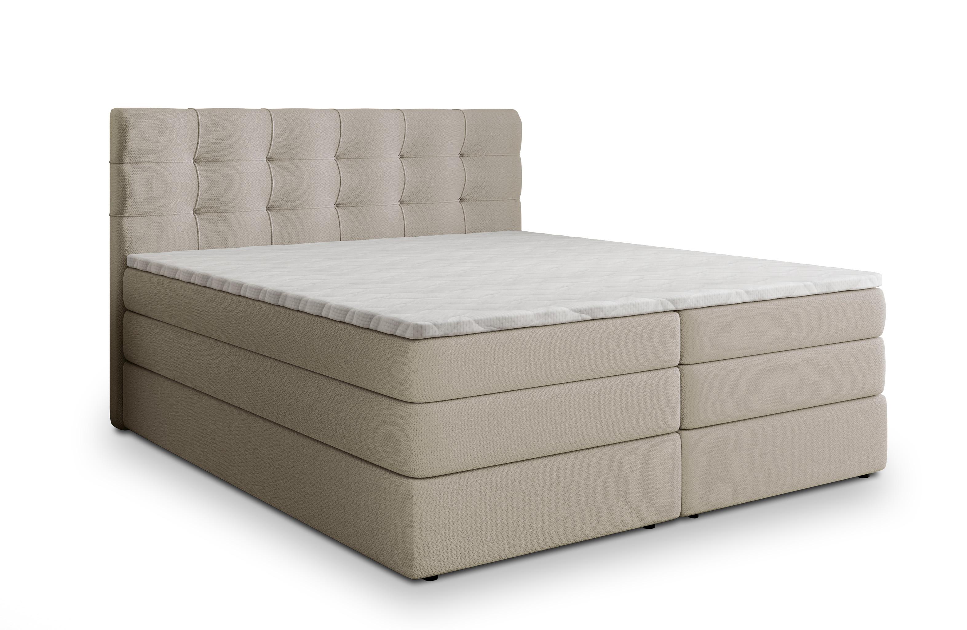 Wohnli Möbelsuche - BOXSPRINGBETT AREZI 180x200 cm mit Matratze und Topper - Beige