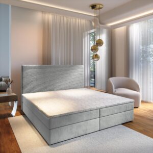 wohnli-moebel-suche-800000996519-1 BOXBETT GIARRO 140x200 cm mit Matratze und Topper - Hellgrau Holz MASSENO Möbel > Betten > Boxspringbetten Grau