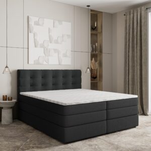 wohnli-moebel-suche-800000996533-1 BOXSPRINGBETT AREZI 140x200 cm mit Matratze und Topper - Schwarz Holz MASSENO Möbel > Betten > Boxspringbetten Schwarz