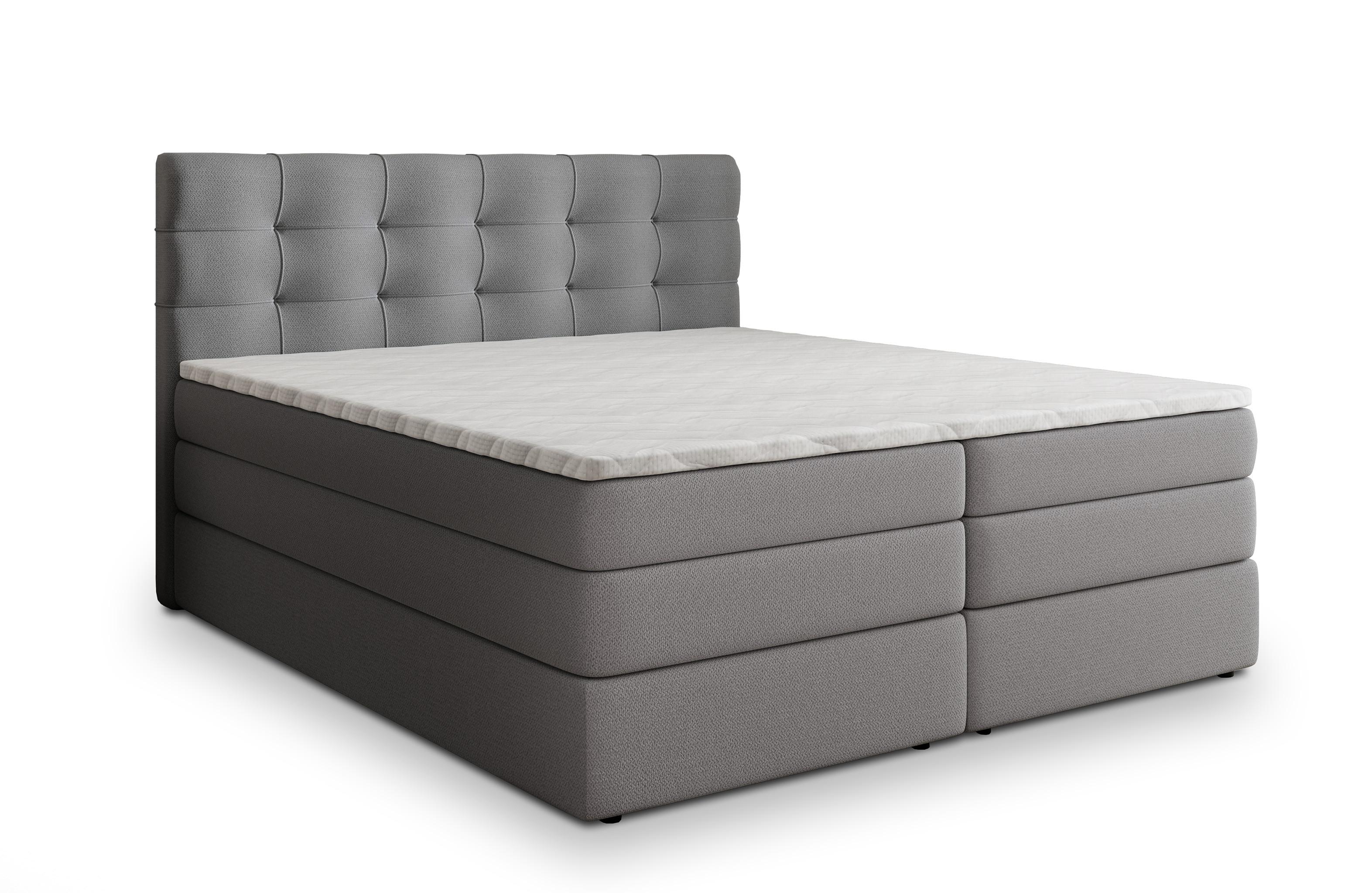 Wohnli Möbelsuche - BOXSPRINGBETT AREZI 160x200 cm mit Matratze und Topper - Grau
