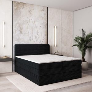 wohnli-moebel-suche-800000996560-1 BOXSPRINGBETT LUNERA 140x200 cm mit Matratze und Topper - Schwarz Holz MASSENO Möbel > Betten > Boxspringbetten Schwarz