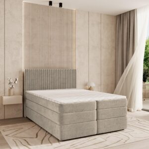 wohnli-moebel-suche-800000996572-1 BOXSPRINGBETT FELBIO 140x200 cm mit Matratze und Topper - Beige Holz MASSENO Möbel > Betten > Boxspringbetten Beige