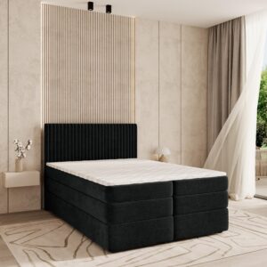 wohnli-moebel-suche-800000996584-1 BOXSPRINGBETT FELBIO 180x200 cm mit Matratze und Topper - Schwarz Holz MASSENO Möbel > Betten > Boxspringbetten Schwarz