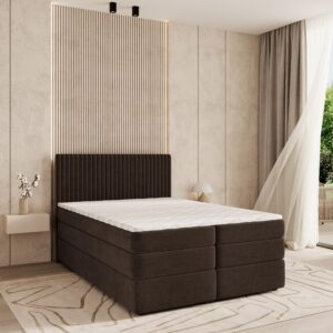 wohnli-moebel-suche-800000996587-1 BOXSPRINGBETT FELBIO 140x200 cm mit Matratze und Topper - Braun Holz MASSENO Möbel > Betten > Boxspringbetten Braun