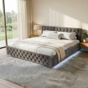 wohnli-moebel-suche-800000996606-1 POLSTERBETT Nizza dunkelgrau 180x200 cm mit Matratze Holzwerkstoff Juskys Möbel > Betten > Polsterbetten Grau