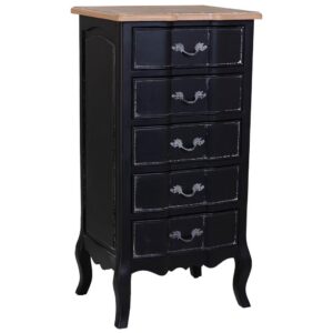 Wohnli Möbelsuche - KOMMODE aus lackiertem Holz mit 5 Schubladen 50x40x98 cm Schwarz