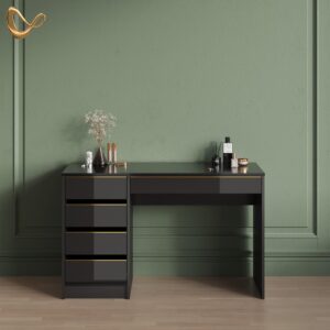 SCHMINKTISCH Imola Schwarz/Gold ohne Spiegel Holzwerkstoff Livinity® Möbel > Kommoden & Schubladenschränke > Konsolentische Schwarz