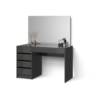 Wohnli Möbelsuche - SCHMINKTISCH Imola Schwarz/Gold 120 cm mit Spiegel