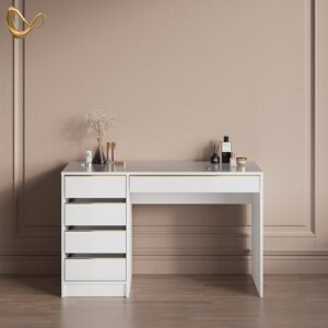 wohnli-moebel-suche-800000997546-1 SCHMINKTISCH Imola Weiß/Gold ohne Spiegel Holzwerkstoff Livinity® Möbel > Kommoden & Schubladenschränke > Konsolentische Weiß