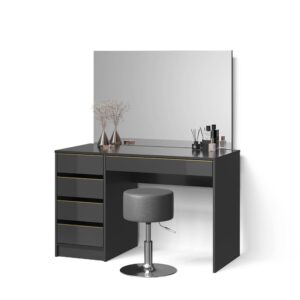 wohnli-moebel-suche-800000997547 Wohnli Möbelsuche - SCHMINKTISCH-SET Imola Schwarz/Gold 120 cm mit Hocker