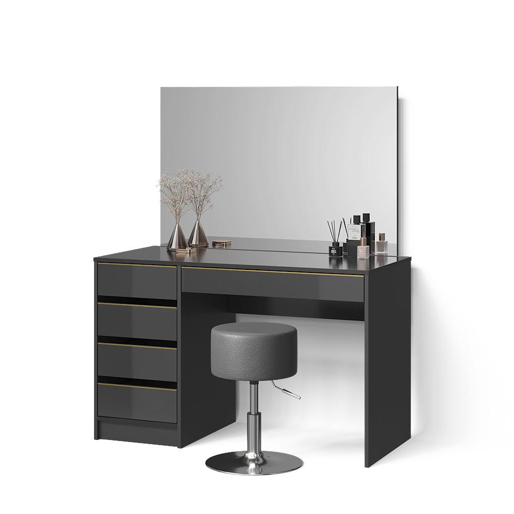 Wohnli Möbelsuche - SCHMINKTISCH-SET Imola Schwarz/Gold 120 cm mit Hocker