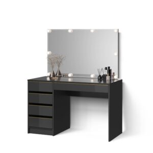 wohnli-moebel-suche-800000997550 Wohnli Möbelsuche - SCHMINKTISCH-SET Imola Schwarz/Gold 120 cm mit LED Beleuchtung