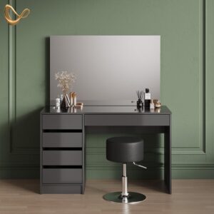 wohnli-moebel-suche-800000997553-1 SCHMINKTISCH-SET Imola Anthrazit 120 cm mit Hocker Holzwerkstoff Livinity® Möbel > Tische > Schminktische Anthrazit