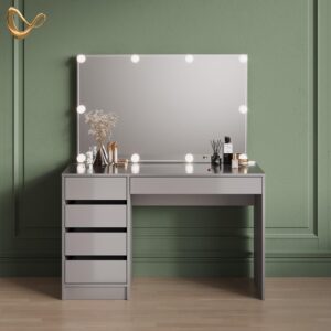 SCHMINKTISCH Imola Grau 120 cm mit LED Beleuchtung Holzwerkstoff Livinity® Möbel > Tische > Schminktische Grau