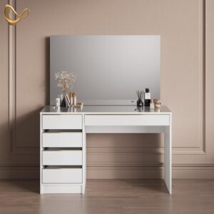 SCHMINKTISCH Imola Weiß/Gold 120 cm mit Spiegel Holzwerkstoff Livinity® Möbel > Tische > Schminktische Weiß