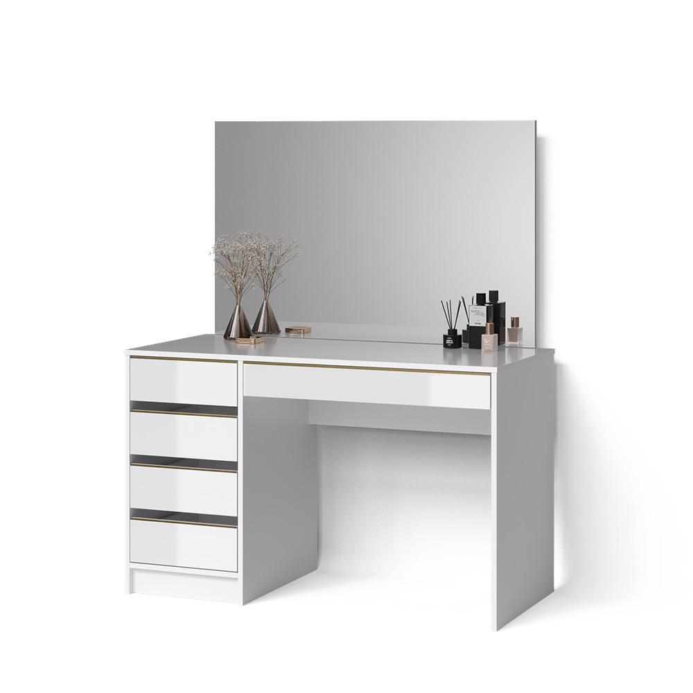 Wohnli Möbelsuche - SCHMINKTISCH Imola Weiß/Gold 120 cm mit Spiegel