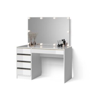 Wohnli Möbelsuche - SCHMINKTISCH Imola Weiß/Gold 120 cm mit LED Beleuchtung