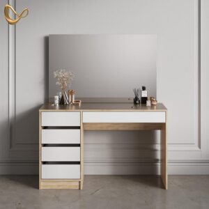 wohnli-moebel-suche-800000997566-1 SCHMINKTISCH Imola Weiß/Sonoma 120 cm Holzwerkstoff Livinity® Möbel > Tische > Schminktische Weiß
