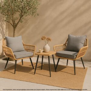 wohnli-moebel-suche-800000998376-1 POLY-RATTAN GARNITUR Hellgrau Kunststoff MCW Garten & Outdoor > Gartenmöbel > Gartenmöbel-Sets Grau