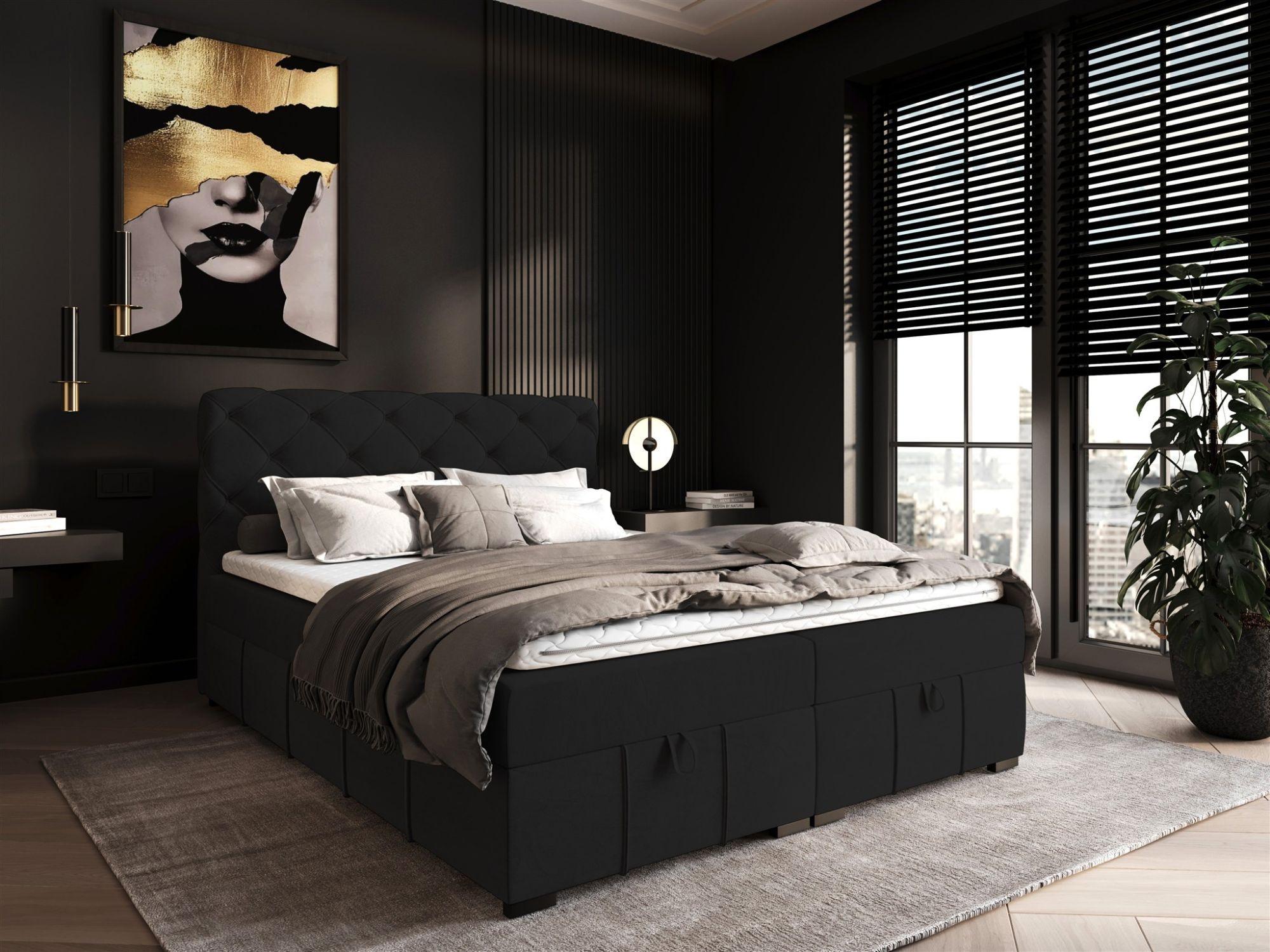 wohnli-moebel-suche-800000999645-1 BOXBETT Gisel Textil Fun Möbel Möbel > Betten > Boxspringbetten Schwarz