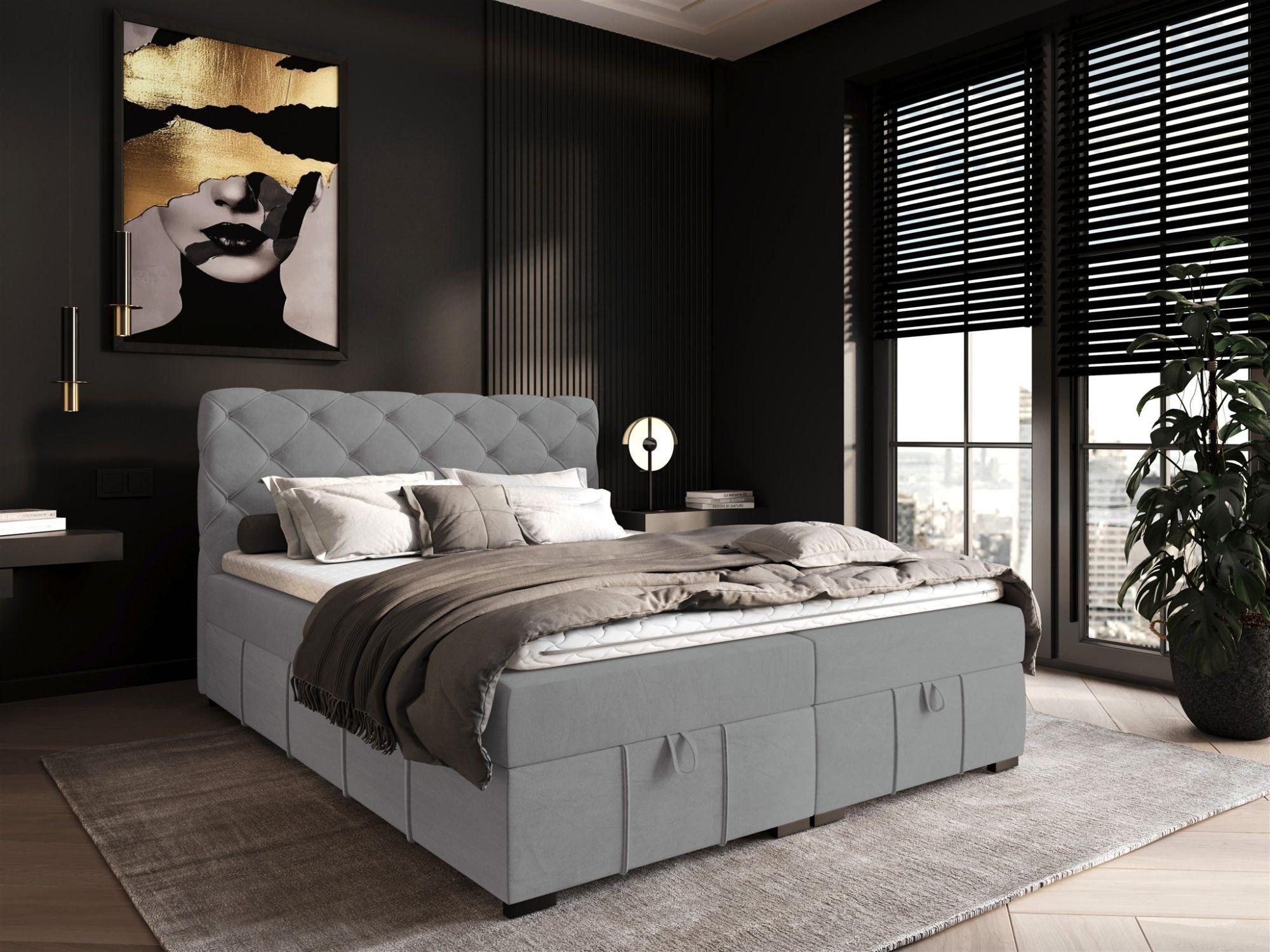 BOXBETT Gisel Textil Fun Möbel Möbel > Betten > Boxspringbetten Grau